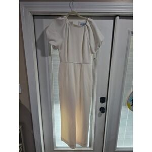 Antonio Melani Puff Sleeve Wide Leg Jumpsuit Cream White Size 8